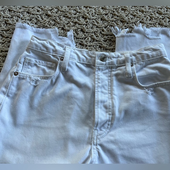 Free People We The Free size 25 Tapered Baggy Boyfriend Jeans Chalk White Denim - Picture 6 of 14